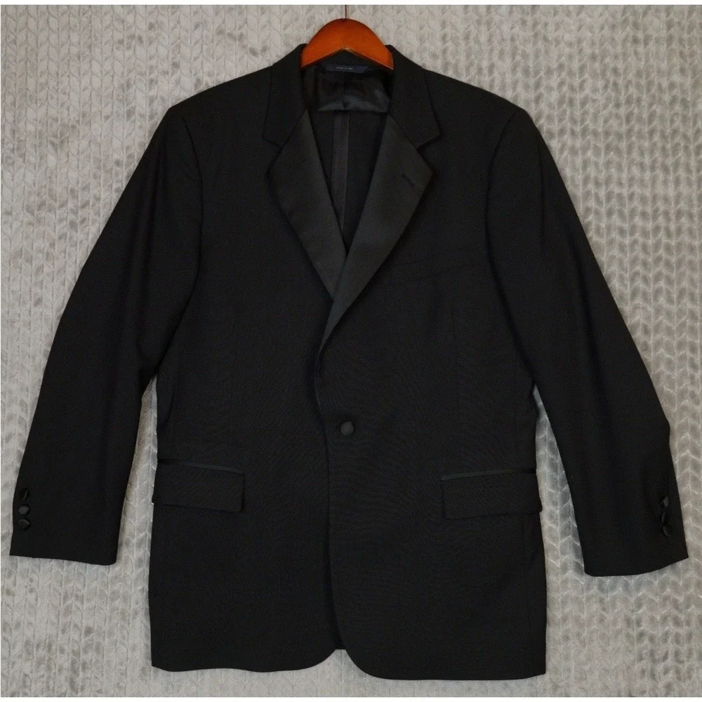Brooks Brothers Men's Brooksease Tuxedo Suit Black Wool Peak Lapel 41R USA